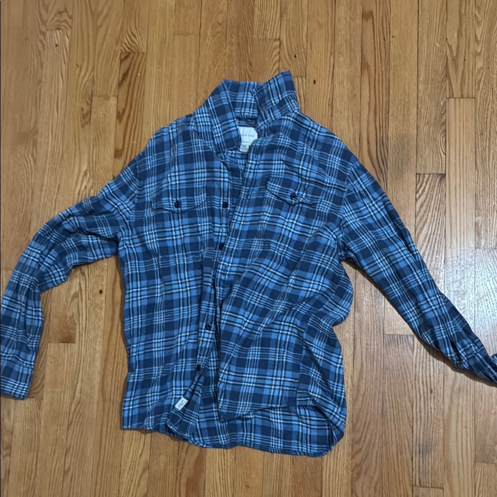 American Eagle Outfitters Blue Plaid Casual Shirt
